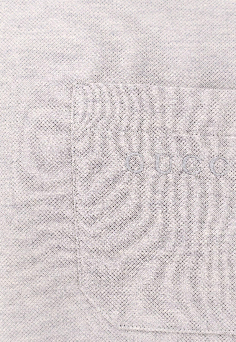 Gucci Logo Embroidered Polo T-shirt Gray 795174XJHEE1056_GREY MELANGE/MIX_29852936