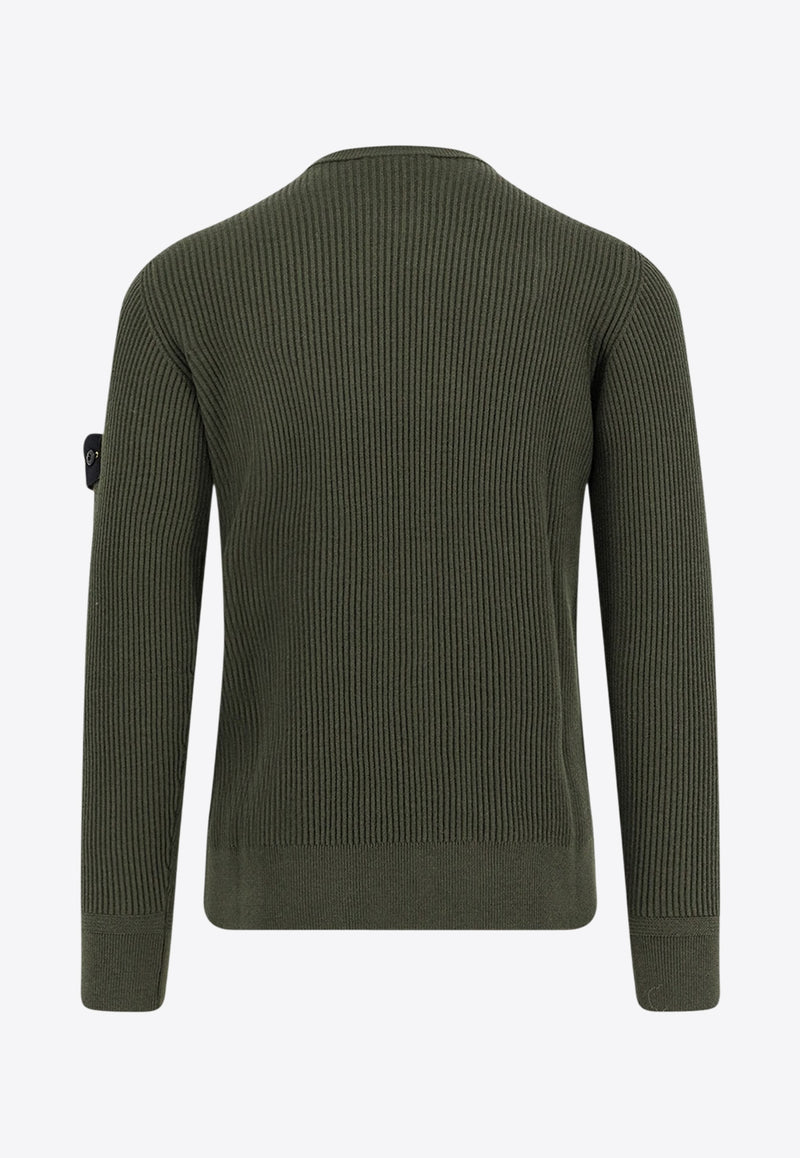 Stone Island Logo Patch Ribbed Sweater Green K2S155100053S00C2V0054_Military Green_29839003