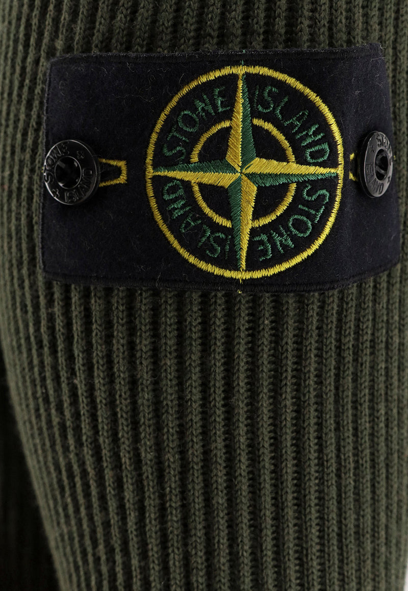 Stone Island Logo Patch Ribbed Sweater Green K2S155100053S00C2V0054_Military Green_29839003