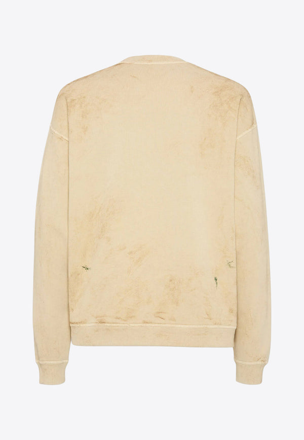 Dsquared2 Brothers Body Shop Patch Distressed Sweatshirt Beige S74GU0900S25030112_Champagne_29842957