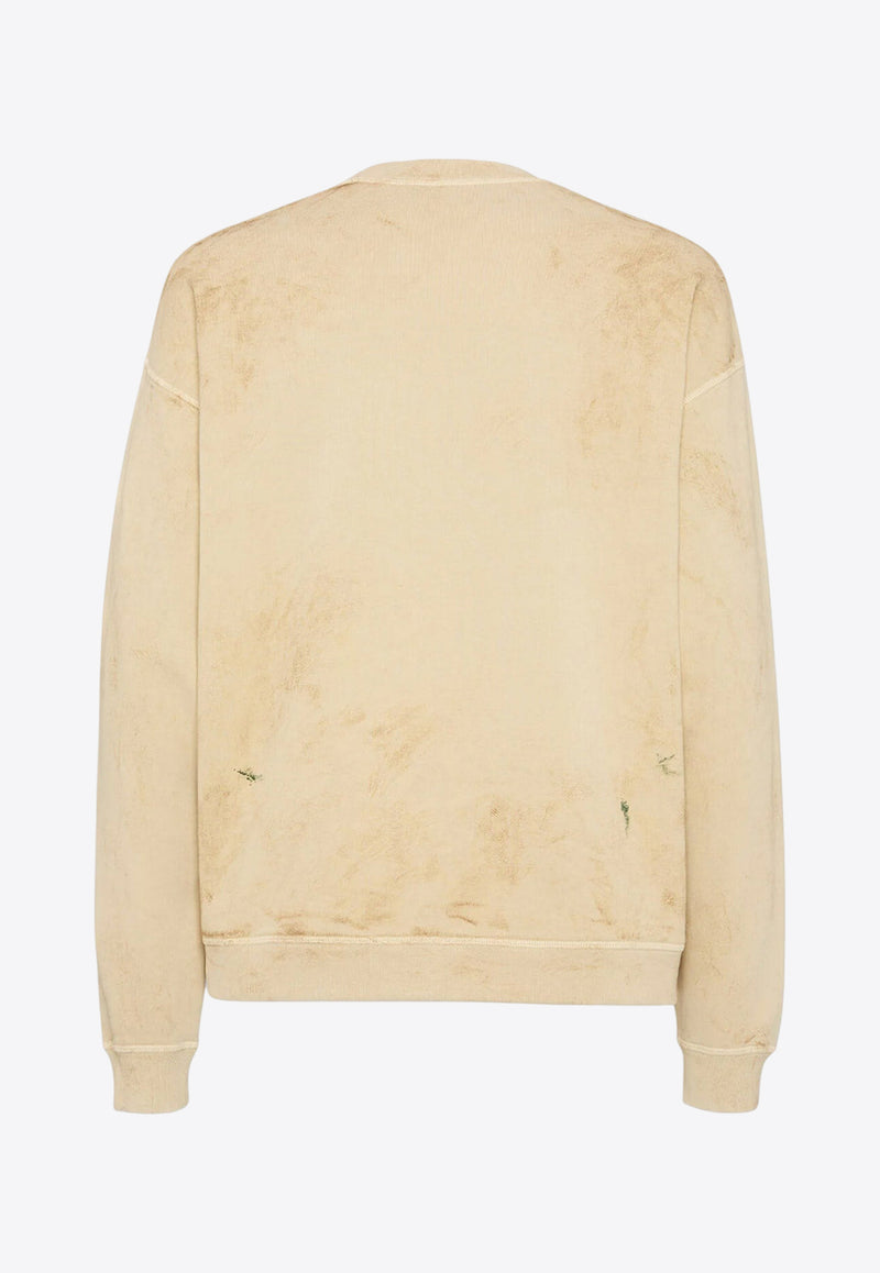 Dsquared2 Brothers Body Shop Patch Distressed Sweatshirt Beige S74GU0900S25030112_Champagne_29842957