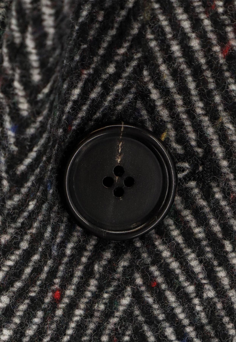 Givenchy Single-Breasted Long Herringbone Coat Black BMC090165K004_Black_29841707