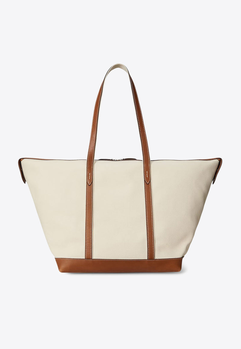 Polo Ralph Lauren Embroidered Logo Canvas Tote Bag Cream 428973072001_ECRU CUOIO_29839316
