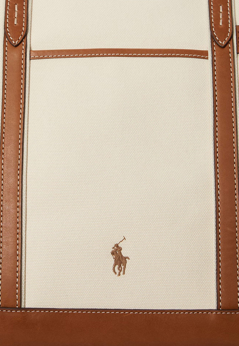 Polo Ralph Lauren Embroidered Logo Canvas Tote Bag Cream 428973072001_ECRU CUOIO_29839316