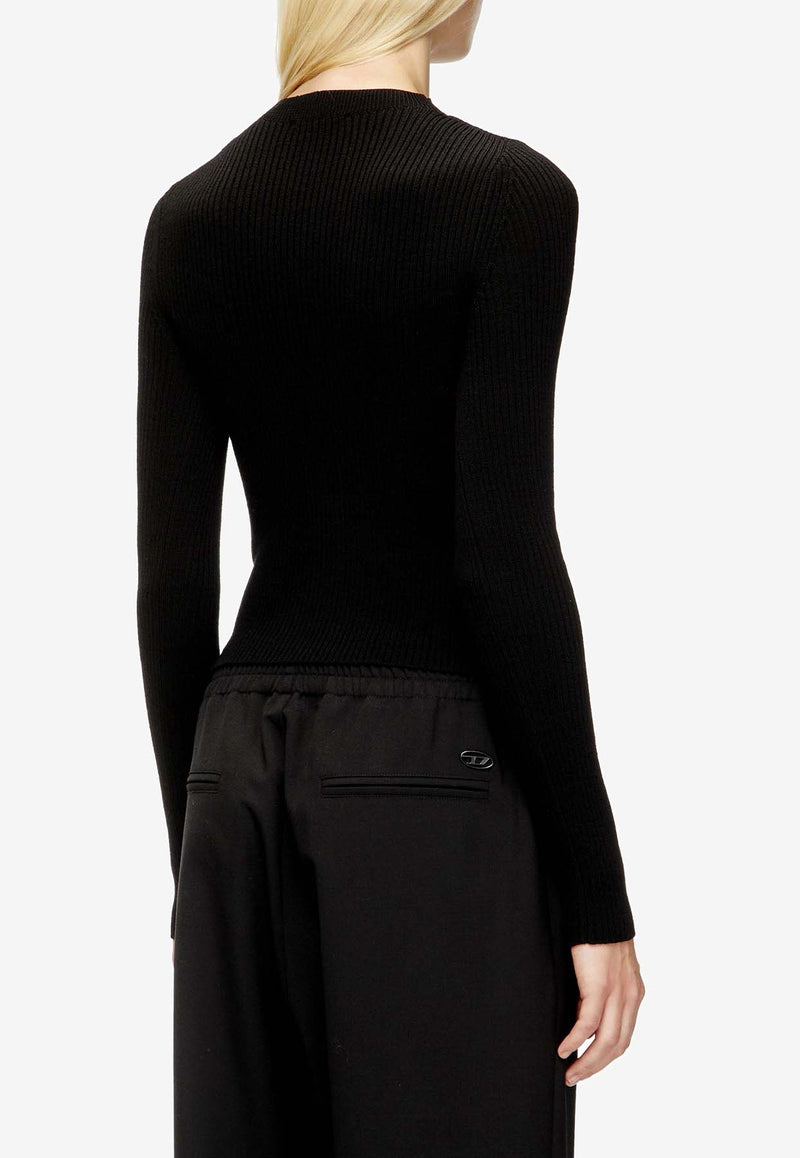 Diesel M-Olina Wool Sweater with Cut-Out Black A189040PLBF9XX_Black_29845605