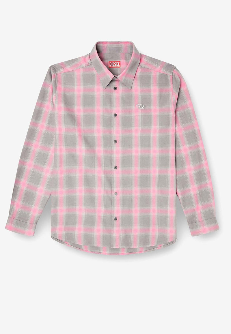 Diesel S-Simply Long-Sleeved Check Shirt Pink A185020HGBT91LA_Pink_29846133