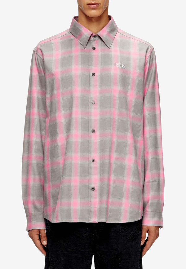 Diesel S-Simply Long-Sleeved Check Shirt Pink A185020HGBT91LA_Pink_29846133