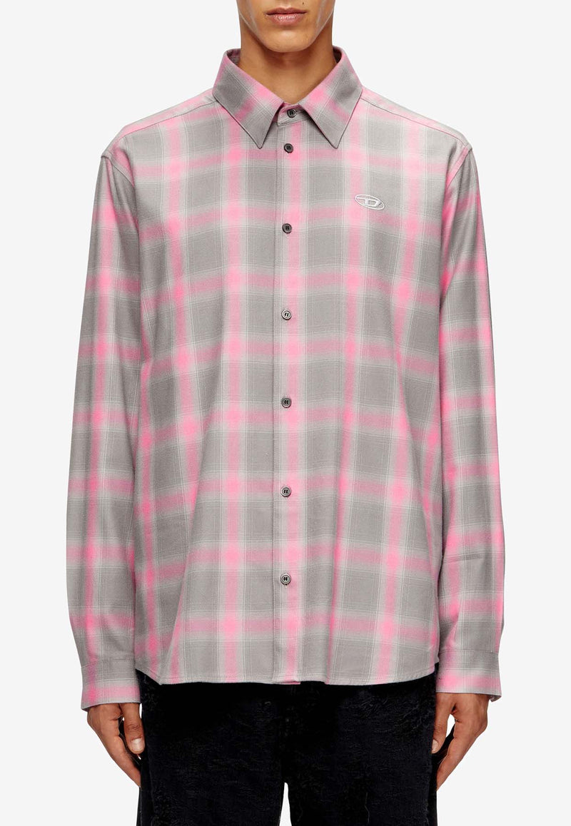 Diesel S-Simply Long-Sleeved Check Shirt Pink A185020HGBT91LA_Pink_29846133