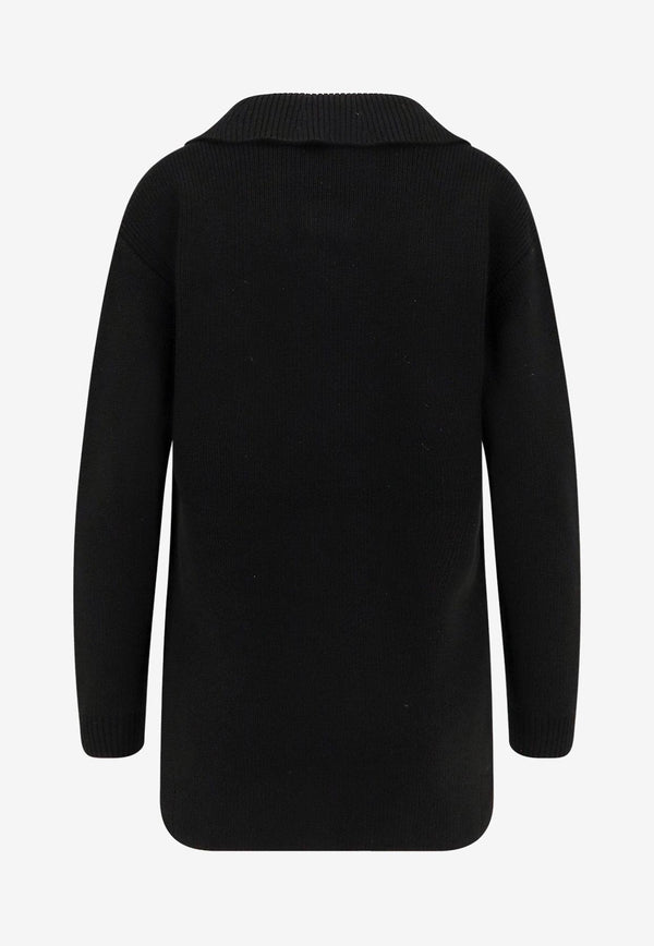 Elisabetta Franchi Wool-Blend V-neck Sweater Black MK06S56E2110_Nera_29841733