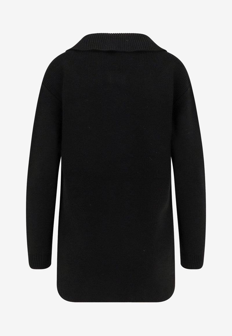 Elisabetta Franchi Wool-Blend V-neck Sweater Black MK06S56E2110_Nera_29841733