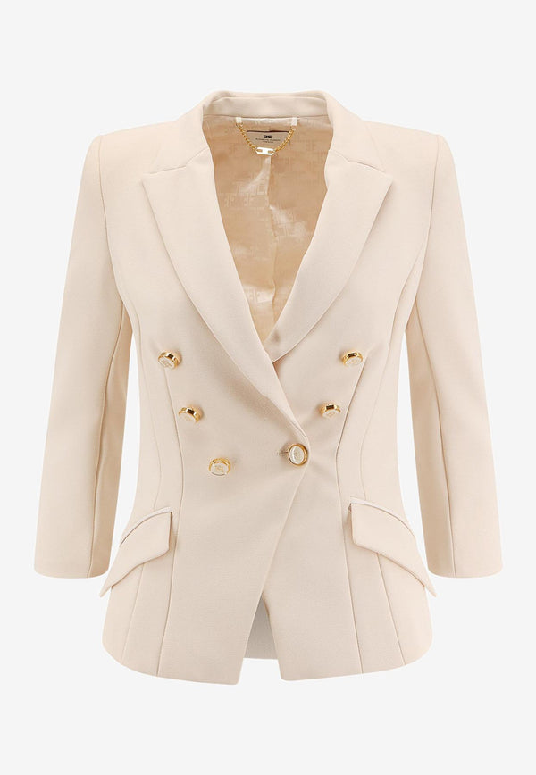 Elisabetta Franchi Double-Breasted Cropped Blazer Cream GI17456E2DZ9_Milk_29848750