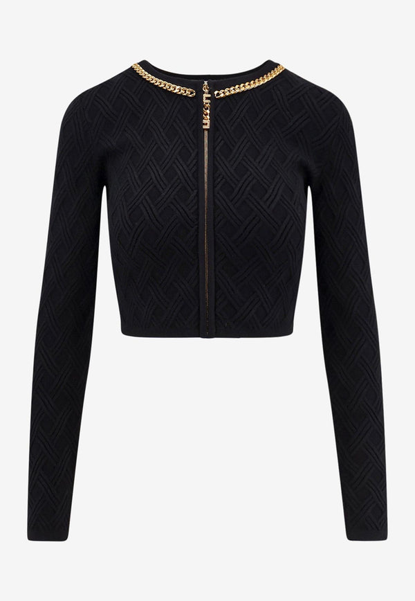 Elisabetta Franchi 3D Knit Cropped Cardigan Black MK29B56E2110_Nera_29841735