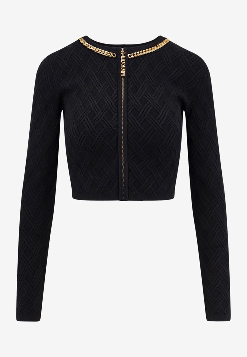 Elisabetta Franchi 3D Knit Cropped Cardigan Black MK29B56E2110_Nera_29841735