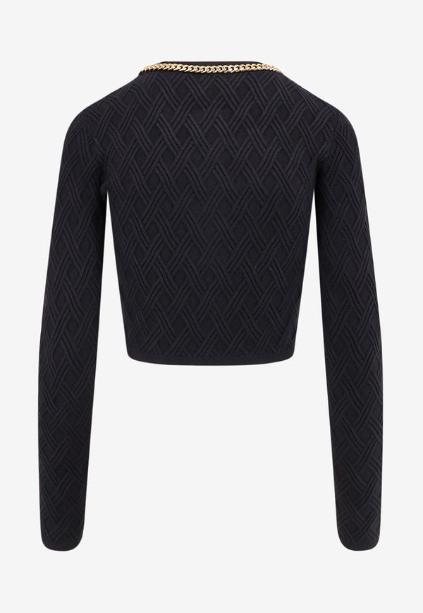 Elisabetta Franchi 3D Knit Cropped Cardigan Black MK29B56E2110_Nera_29841735