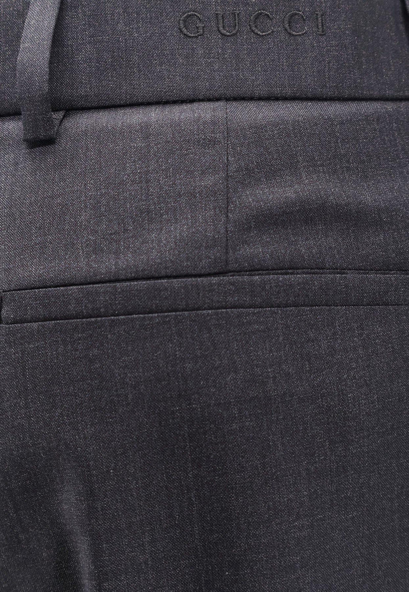 Gucci Logo Embroidered Wool Pants Gray 836760Z7ATK1054_ARDESIA GREY_29851443