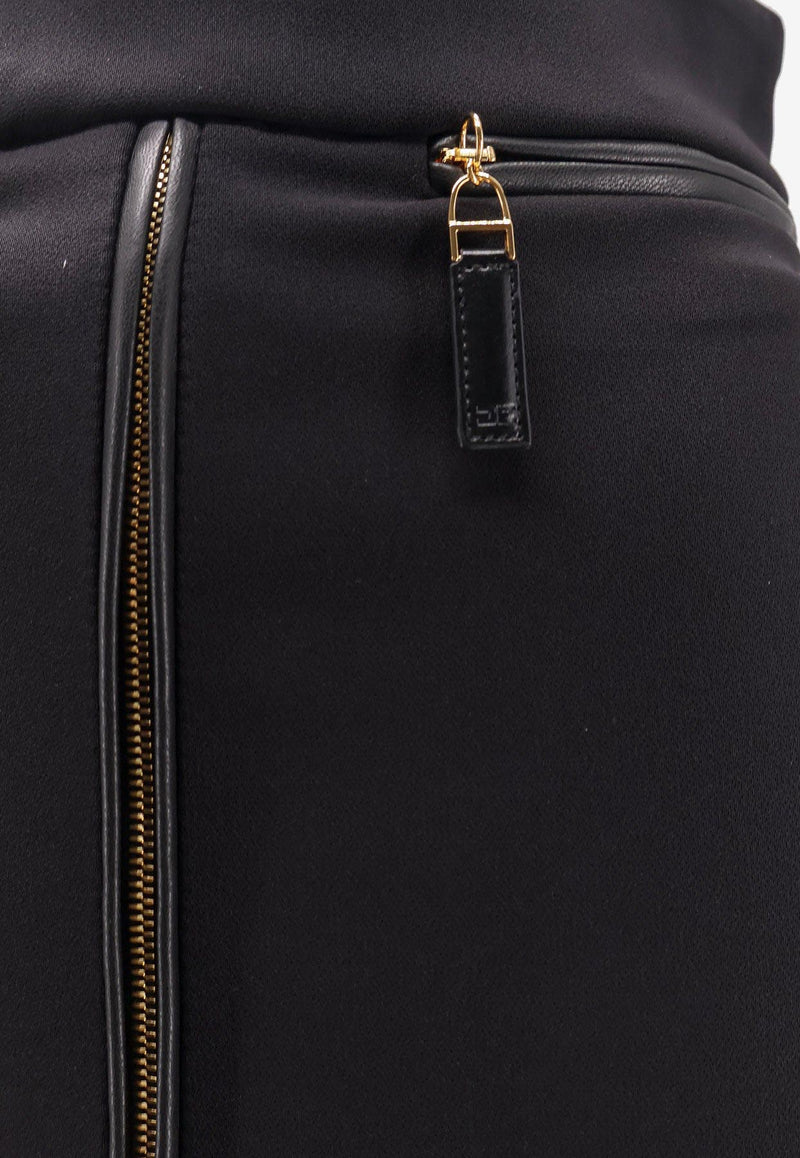 Elisabetta Franchi Zipped Satin Midi Skirt Black GO13456E2110_Nera_29841862