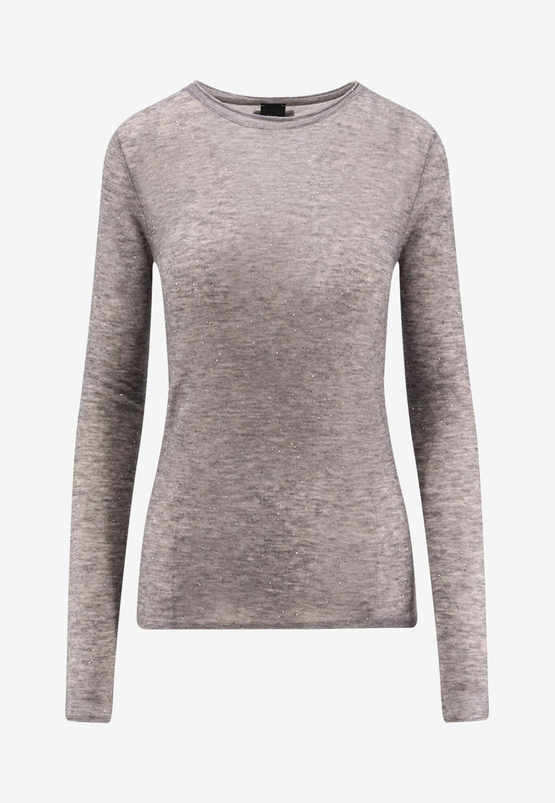 PINKO Pico Wool Crewneck Sweater Gray 105398A2PMI42_Grey_29842143