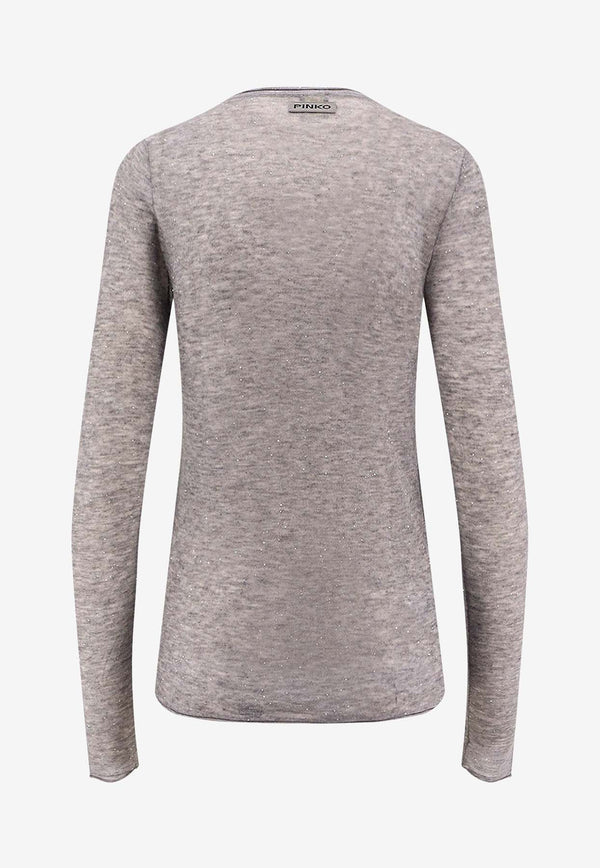 PINKO Pico Wool Crewneck Sweater Gray 105398A2PMI42_Grey_29842143