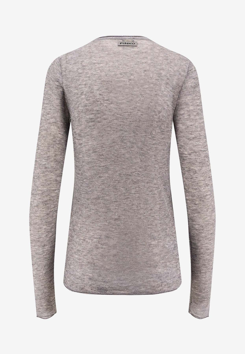 PINKO Pico Wool Crewneck Sweater Gray 105398A2PMI42_Grey_29842143