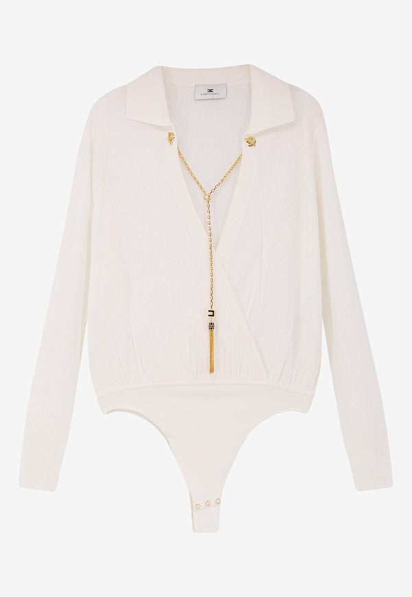 Elisabetta Franchi Chain-Embellished Bodysuit Ivory BK75B56E2360_Ivory_29842350