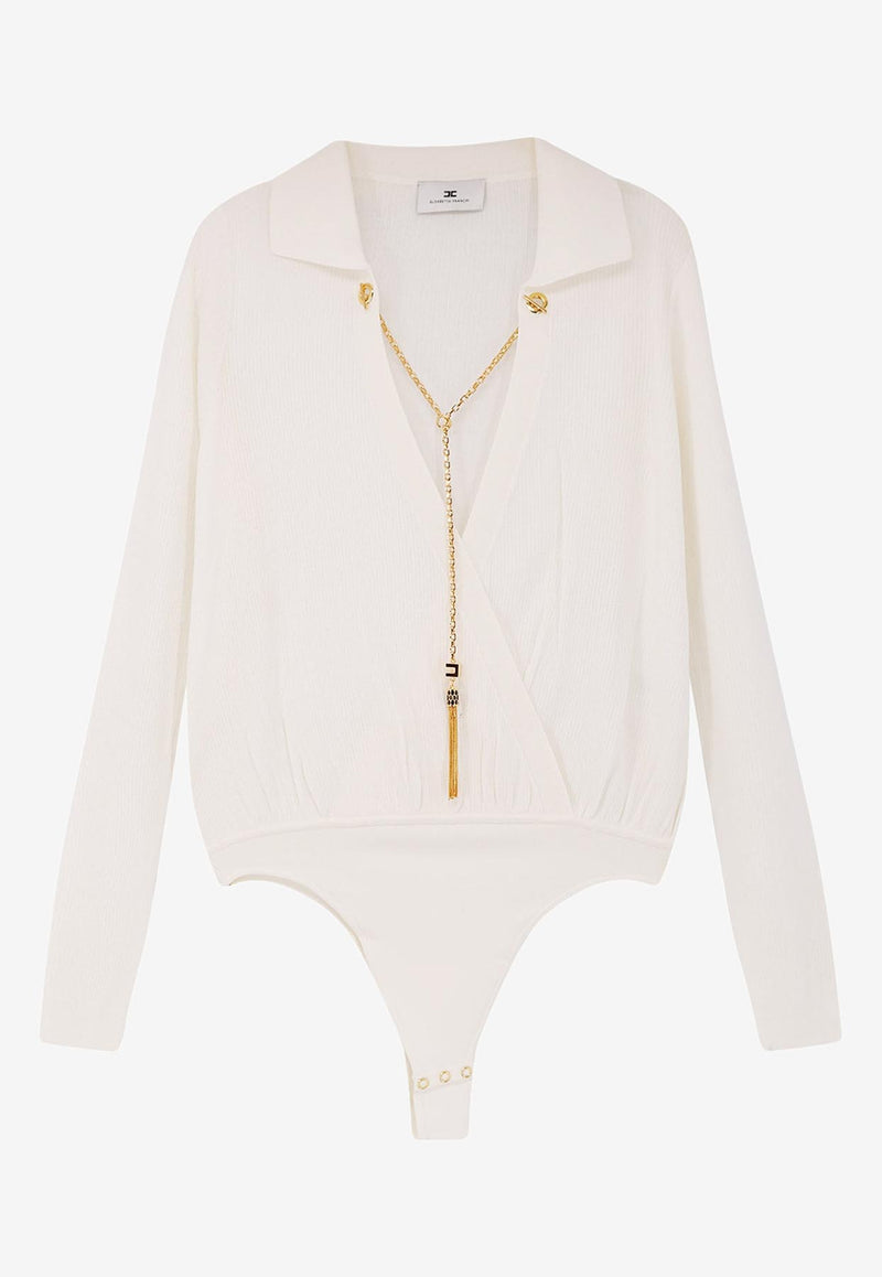 Elisabetta Franchi Chain-Embellished Bodysuit Ivory BK75B56E2360_Ivory_29842350