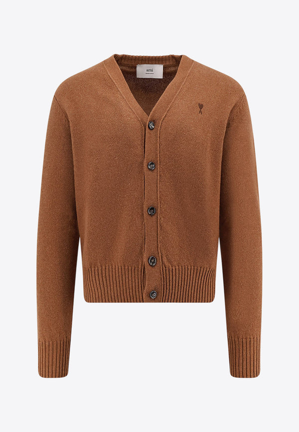 AMI PARIS Logo-Embroidered Cardigan HKC363005216_Brown_29846459