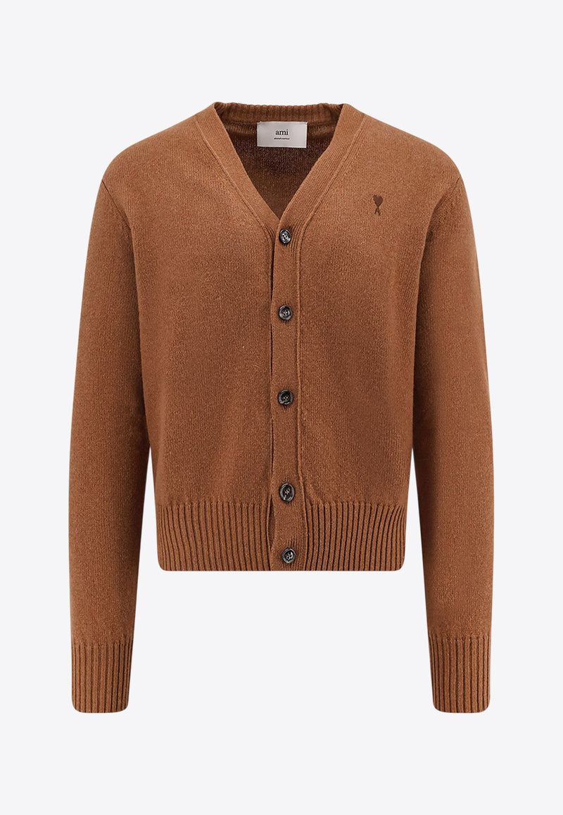 AMI PARIS Logo-Embroidered Cardigan HKC363005216_Brown_29846459