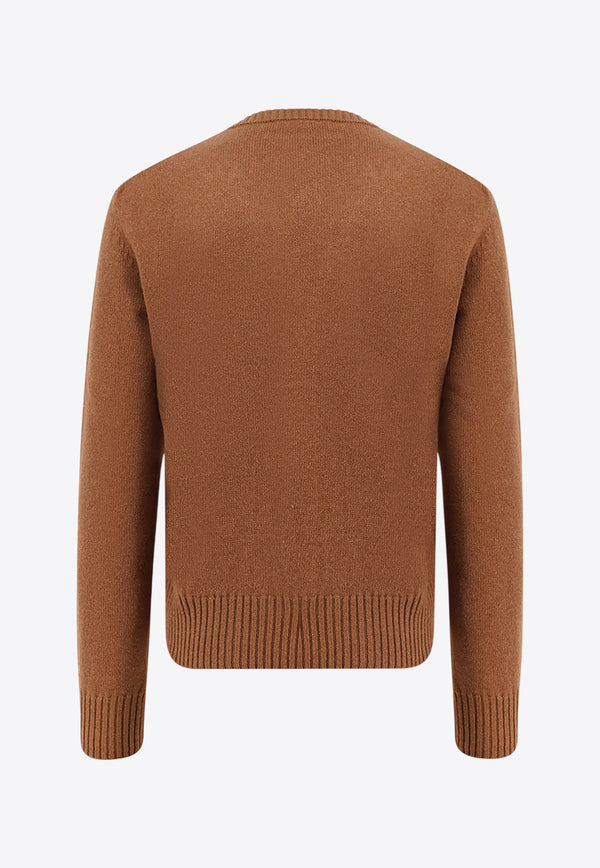 AMI PARIS Logo-Embroidered Cardigan HKC363005216_Brown_29846459