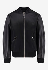 Givenchy Logo Embroidered Leather and Satin Bomber Jacket Black BM01DZ6Y3Z075_Black_29840743