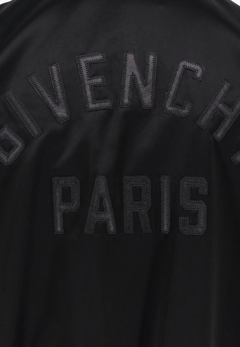 Givenchy Logo Embroidered Leather and Satin Bomber Jacket Black BM01DZ6Y3Z075_Black_29840743