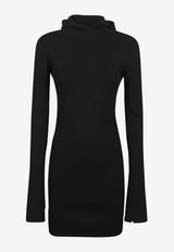 Fendi Knitted Mini Dress with Hood Black FZDC60ASJK_F0GME_Black_31985873