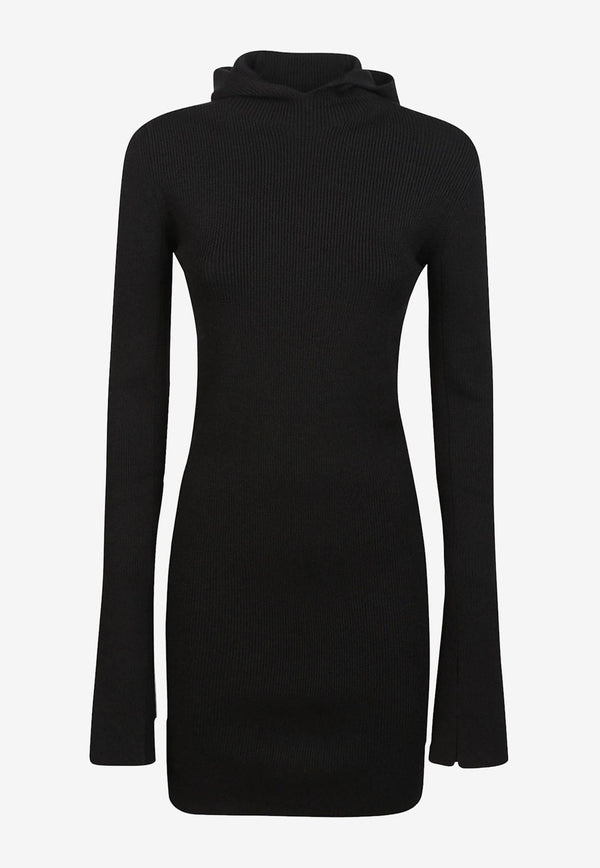 Fendi Knitted Mini Dress with Hood Black FZDC60ASJK_F0GME_Black_31985873