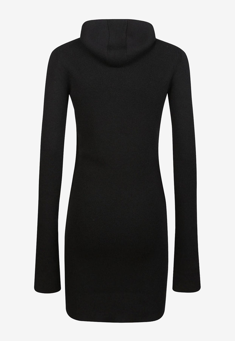 Fendi Knitted Mini Dress with Hood Black FZDC60ASJK_F0GME_Black_31985873