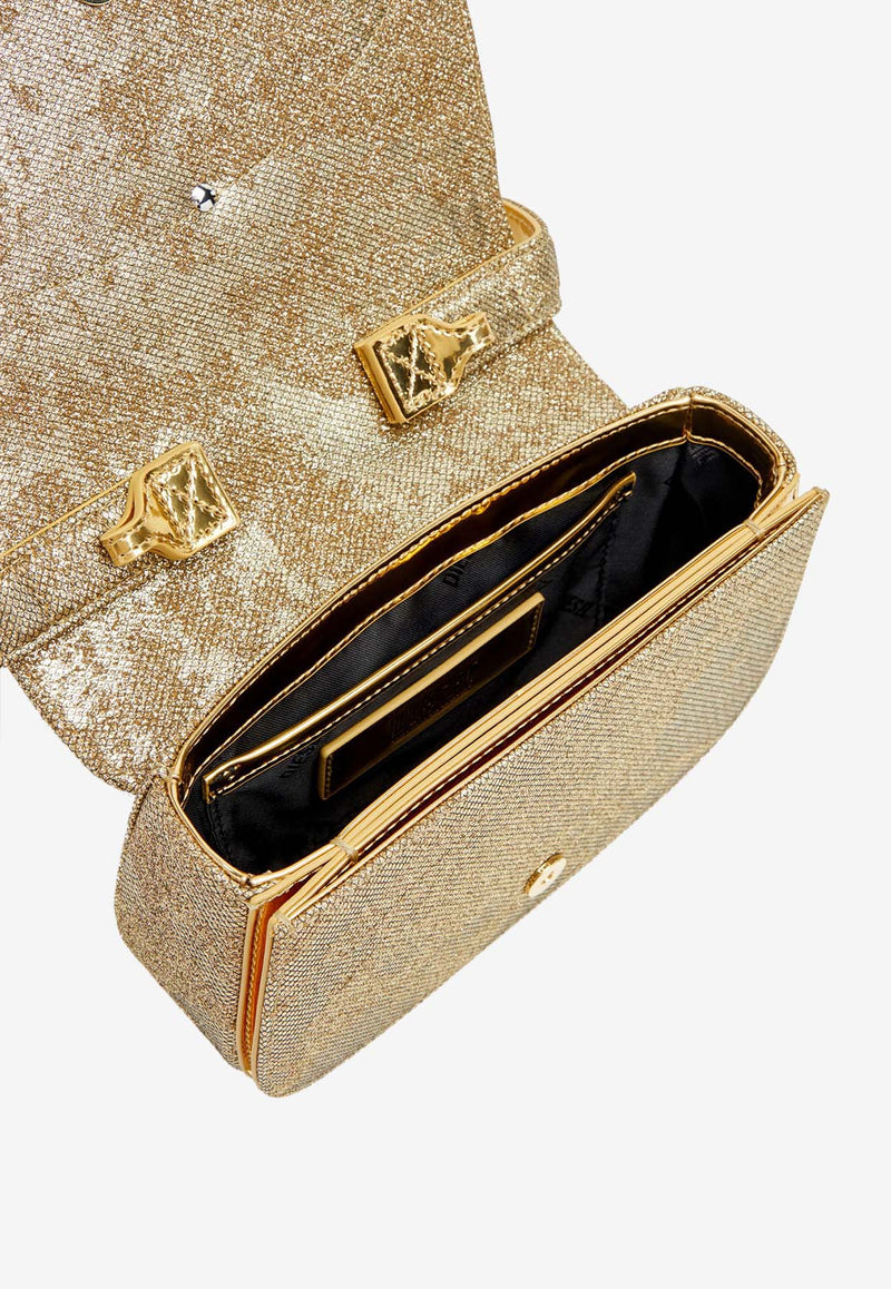 Diesel Oval-D Logo Glittered Denim Shoulder Bag Gold X08396P5126H0500_Denim_29844218