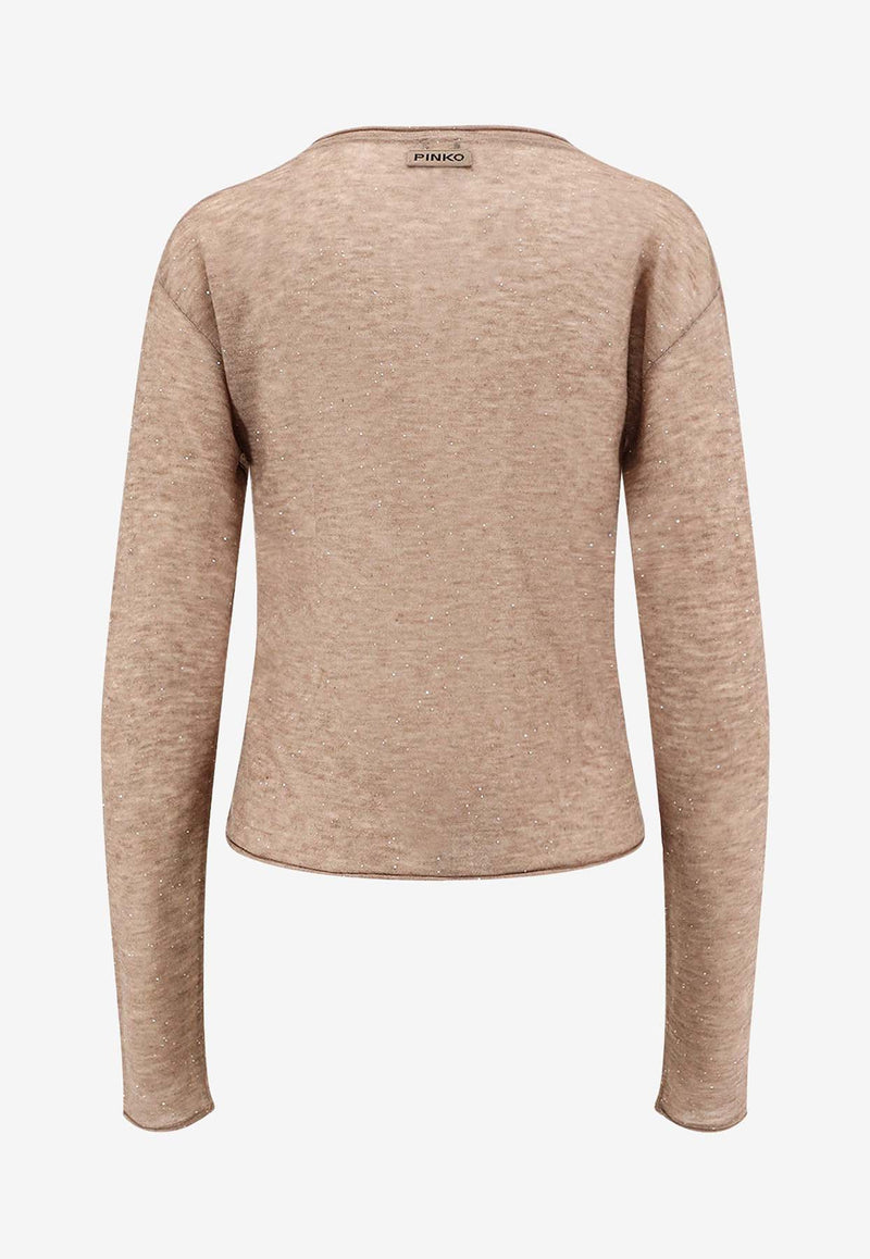 PINKO Salomone V-neck Wool Sweater Beige 105400A2PMD23_Beige_29845447