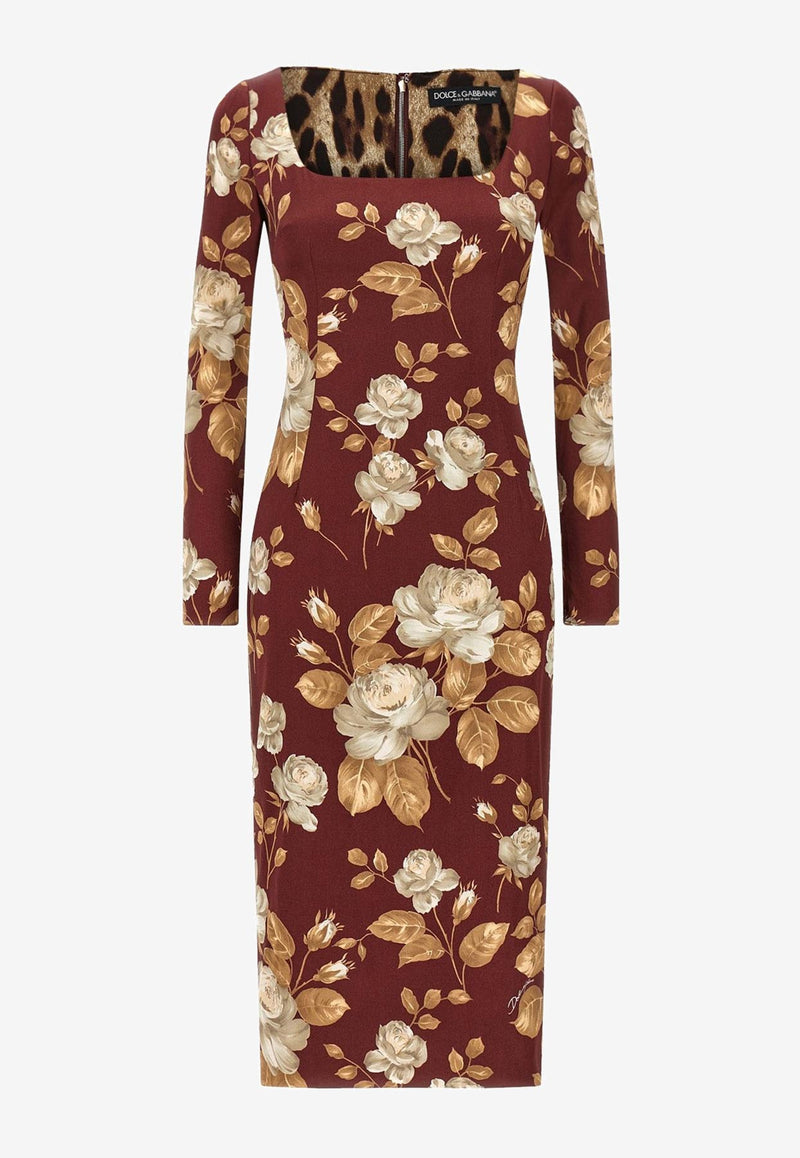 Dolce & Gabbana Vintage Rose Print Midi Dress Brown F6TYGTFSIB8HR5QQ_ROSE VINTAGE F.BDX_29845985