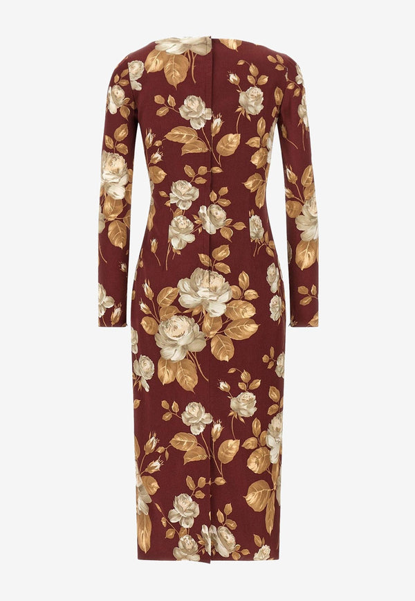 Dolce & Gabbana Vintage Rose Print Midi Dress Brown F6TYGTFSIB8HR5QQ_ROSE VINTAGE F.BDX_29845985