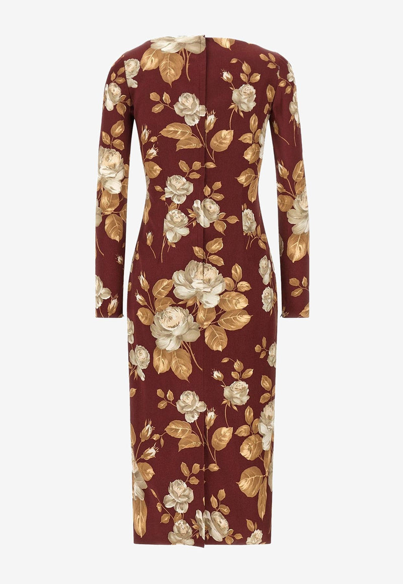 Dolce & Gabbana Vintage Rose Print Midi Dress Brown F6TYGTFSIB8HR5QQ_ROSE VINTAGE F.BDX_29845985