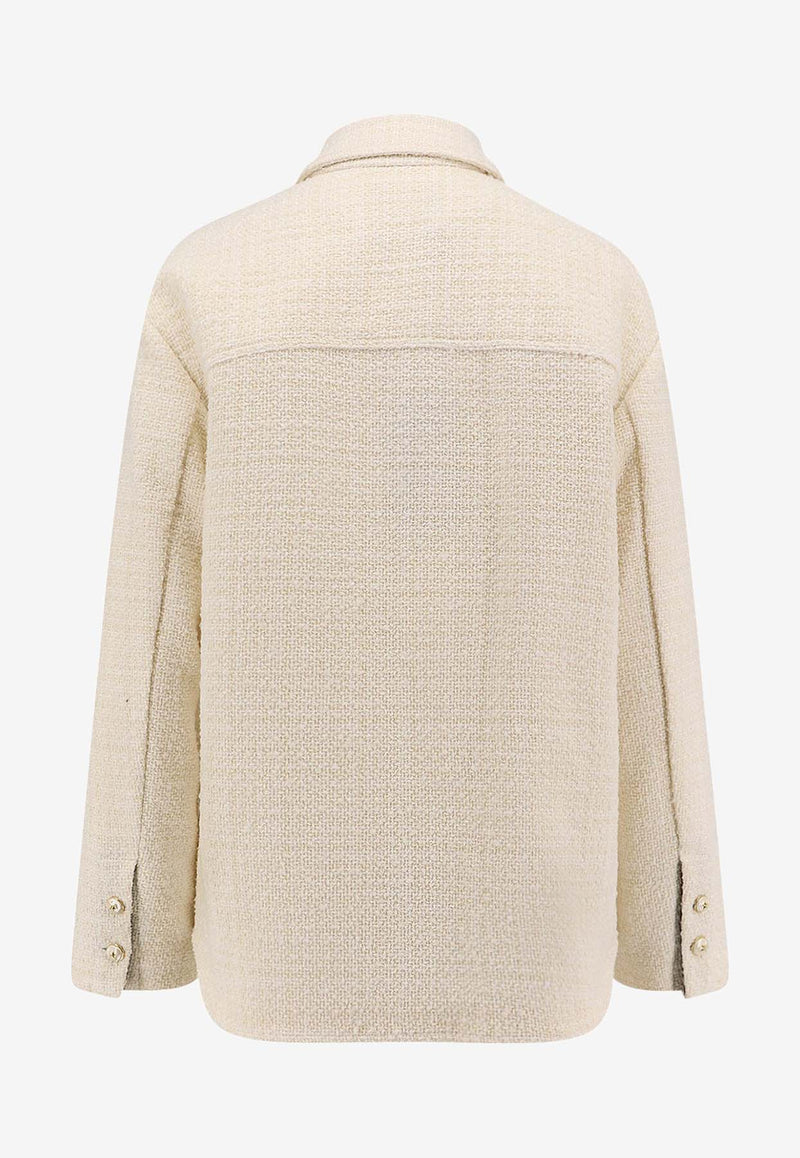 PINKO Buttoned Tweed Jacket White 105816A2VJZ05_White_29845121