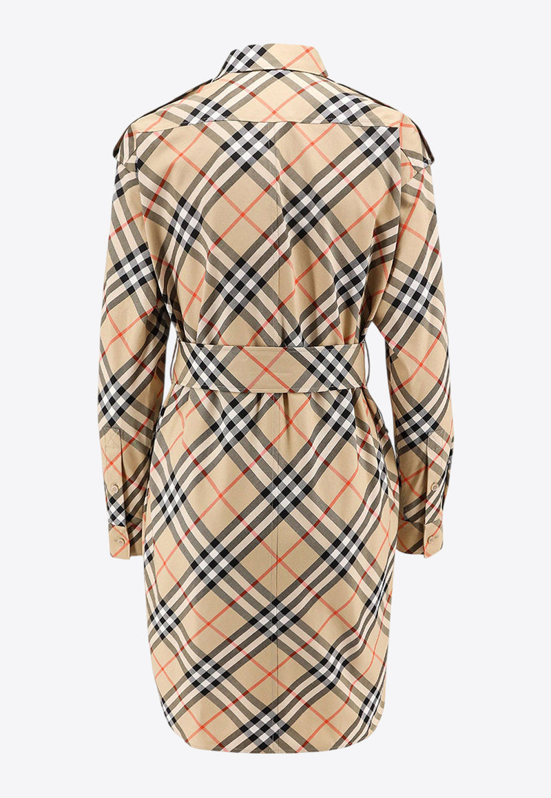 Burberry Vintage Check High-Neck Belted Dress Beige 8086610B9368_SAND IP CHECK_32772861