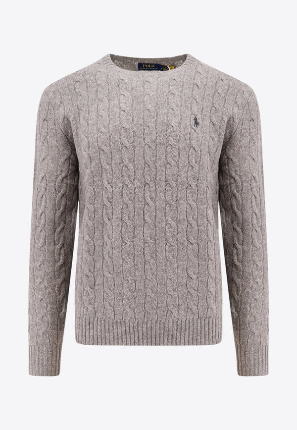 Polo Ralph Lauren Cable Knit Logo Sweater Gray 710876762012_FAWN GREY HEATHER_29840416