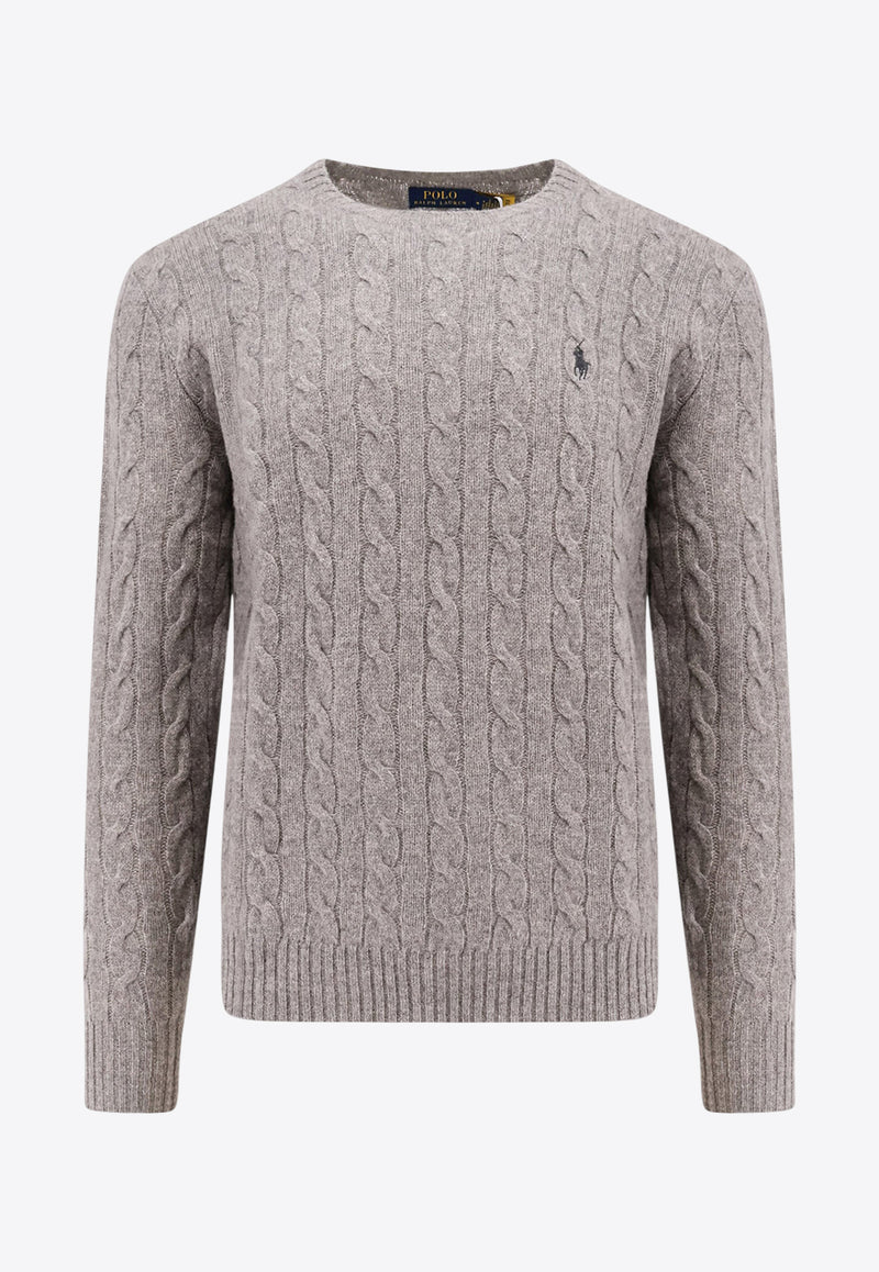 Polo Ralph Lauren Cable Knit Logo Sweater Gray 710876762012_FAWN GREY HEATHER_29840416
