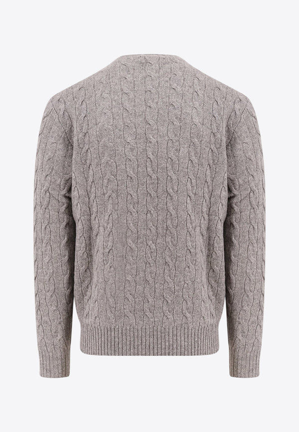 Polo Ralph Lauren Cable Knit Logo Sweater Gray 710876762012_FAWN GREY HEATHER_29840416