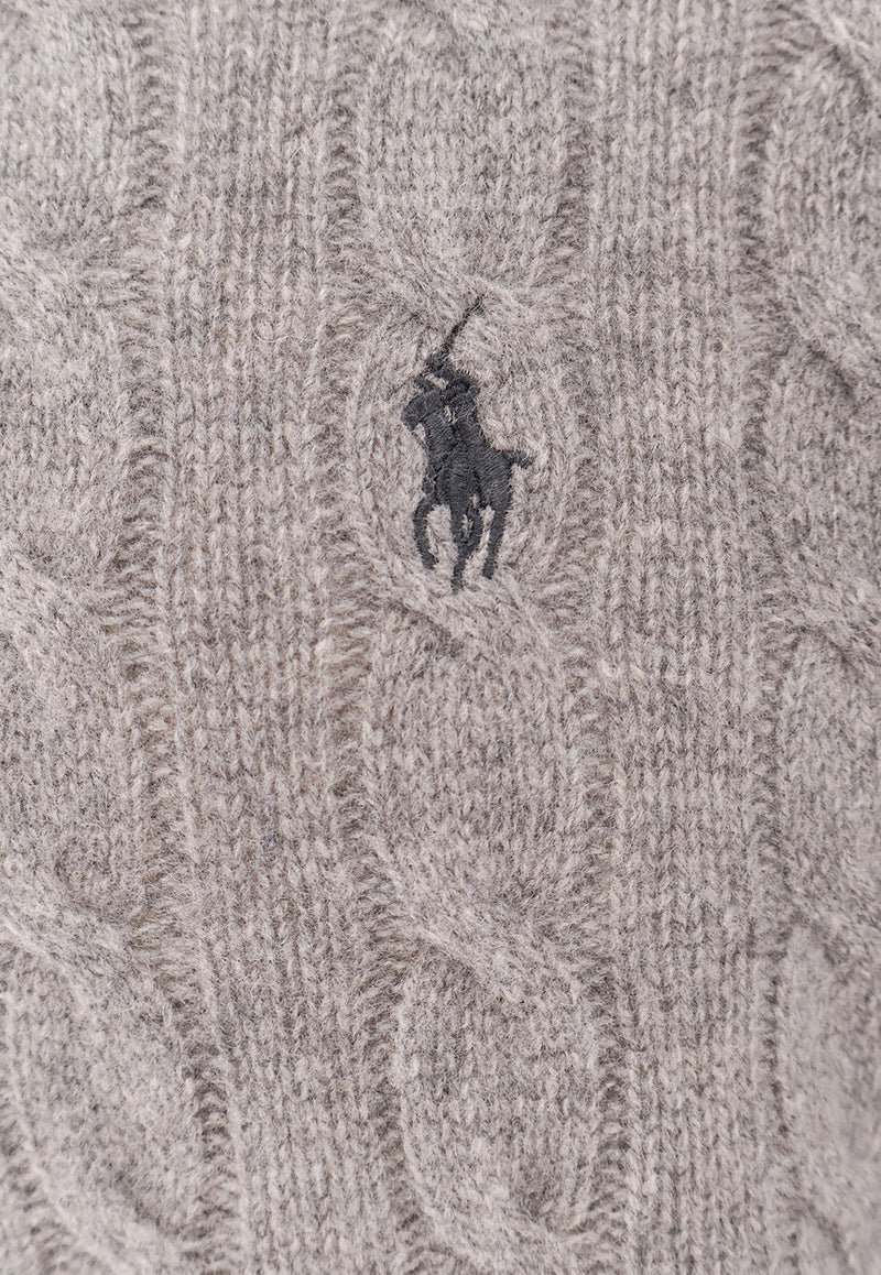 Polo Ralph Lauren Cable Knit Logo Sweater Gray 710876762012_FAWN GREY HEATHER_29840416