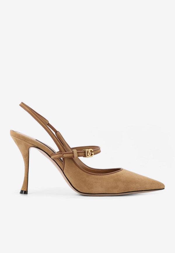 Dolce & Gabbana Cardinale 90 Suede Slingback Pumps Camel CG0974AQ1348S727_BEIGE/CAMMELLO_29845074