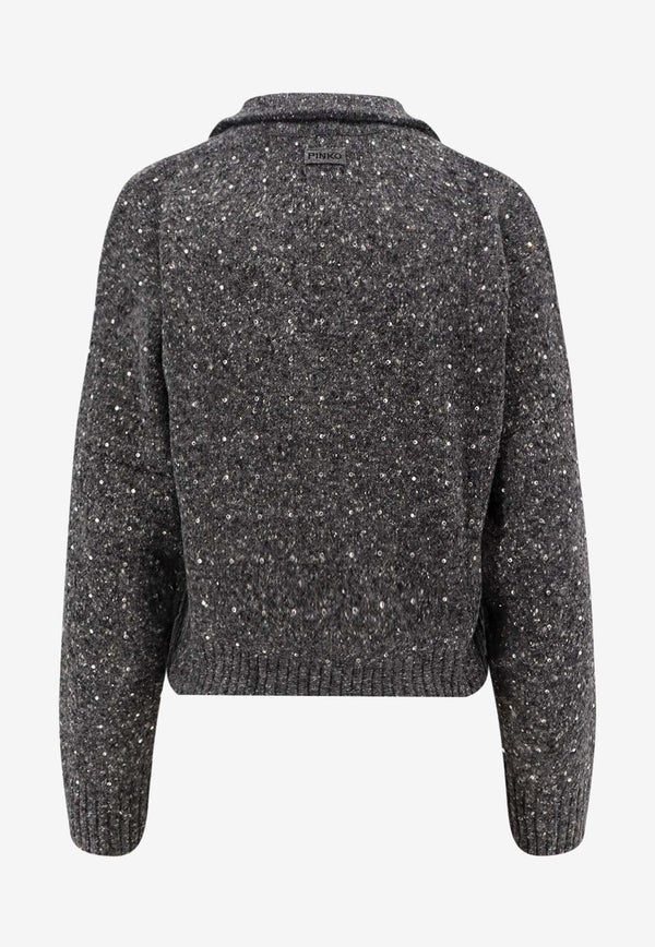 PINKO Nibani V-neck Wool-Blend Sweater Gray 105684A2U4IZ9_Grey_29840567