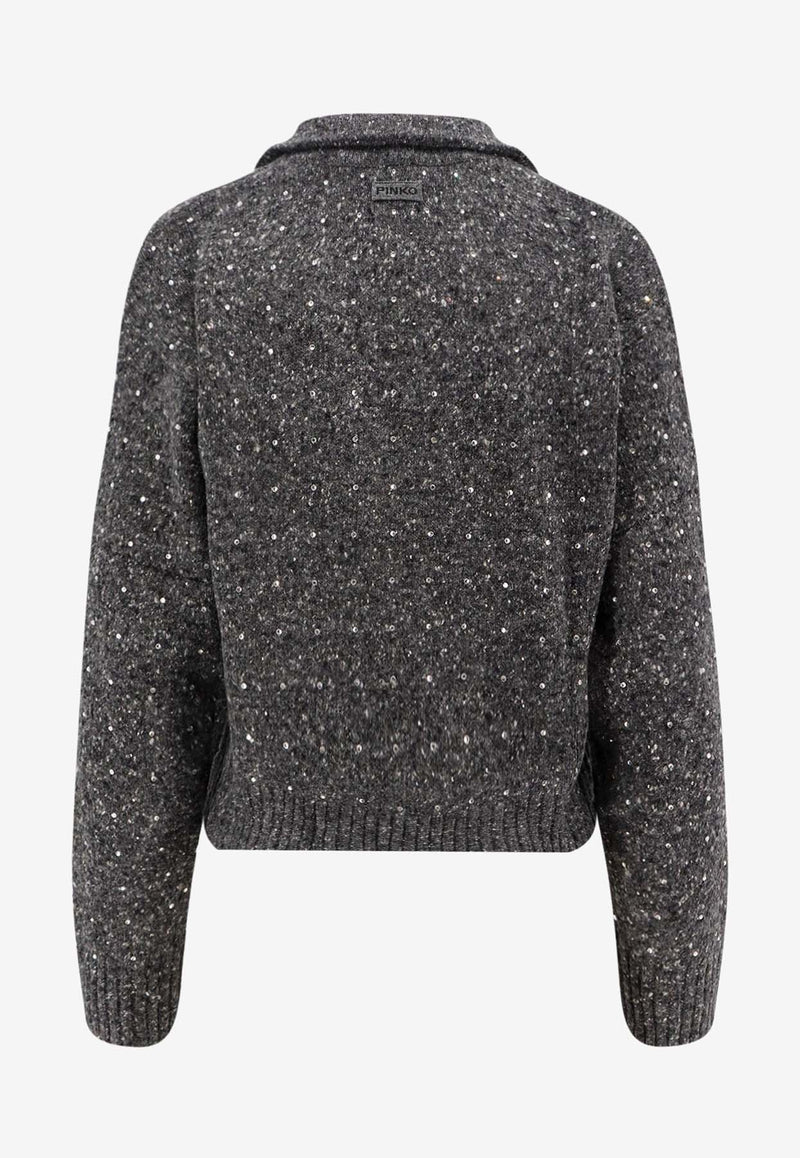 PINKO Nibani V-neck Wool-Blend Sweater Gray 105684A2U4IZ9_Grey_29840567