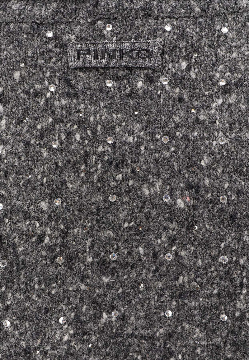 PINKO Nibani V-neck Wool-Blend Sweater Gray 105684A2U4IZ9_Grey_29840567