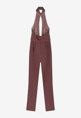 Elisabetta Franchi Crocodile Embroidered Cut-Out Jumpsuit Merlot TU06257E2EA4_Merlot_29843952