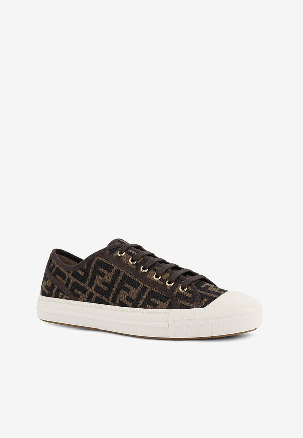 Fendi Domino FF Jacquard Canvas Sneakers Brown 7E1553AJZXF0R7V_TABACCO NERO_29854413